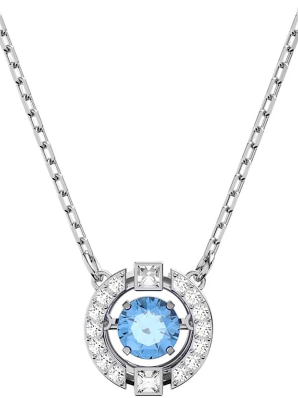 Swarovski Silver Necklace with Blue Center Crystal - Picture 4 of 6